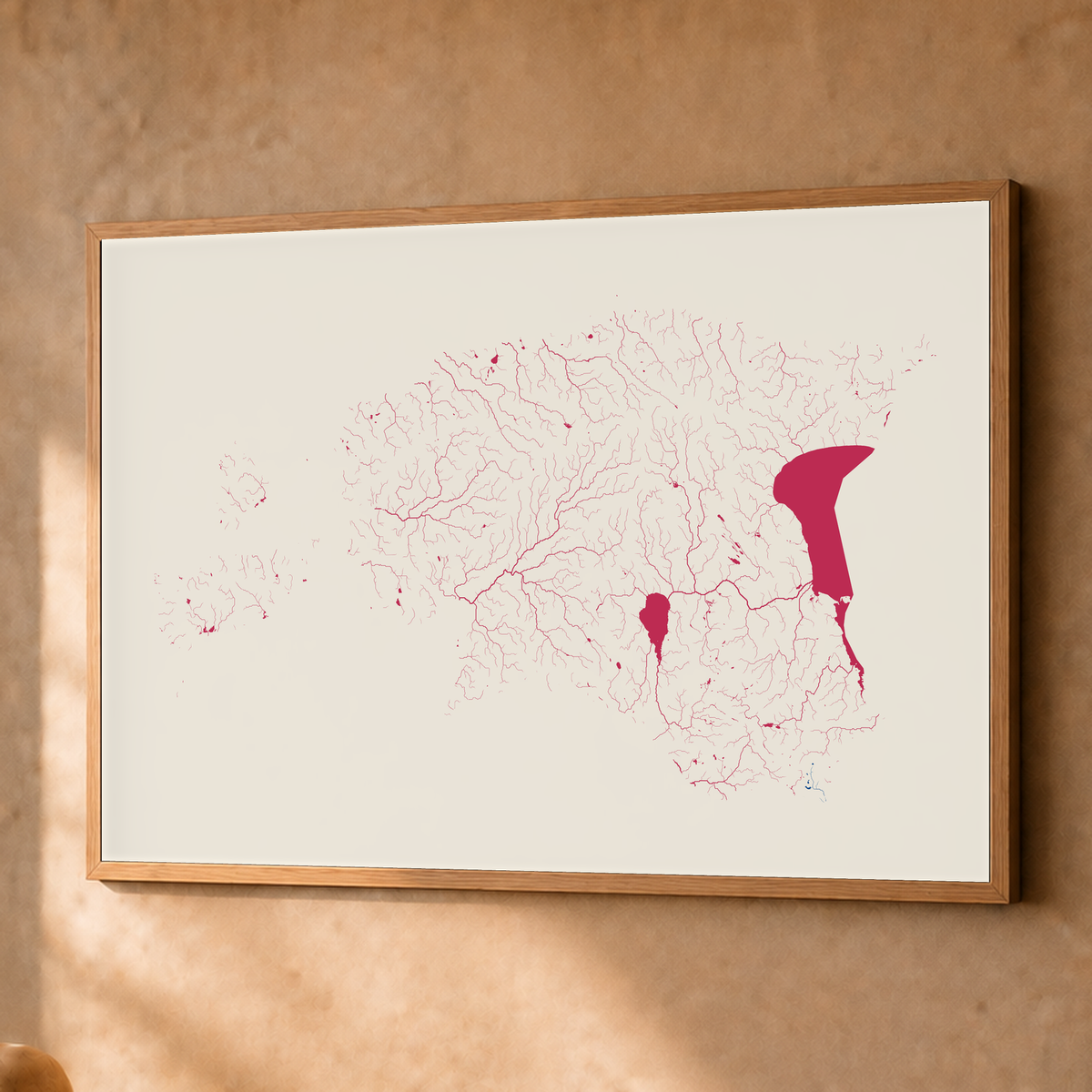 Beautiful Rivers — Estónia — Risografia, Fine art emoldurado · 60 × 80 cm, Natural · Sem margem