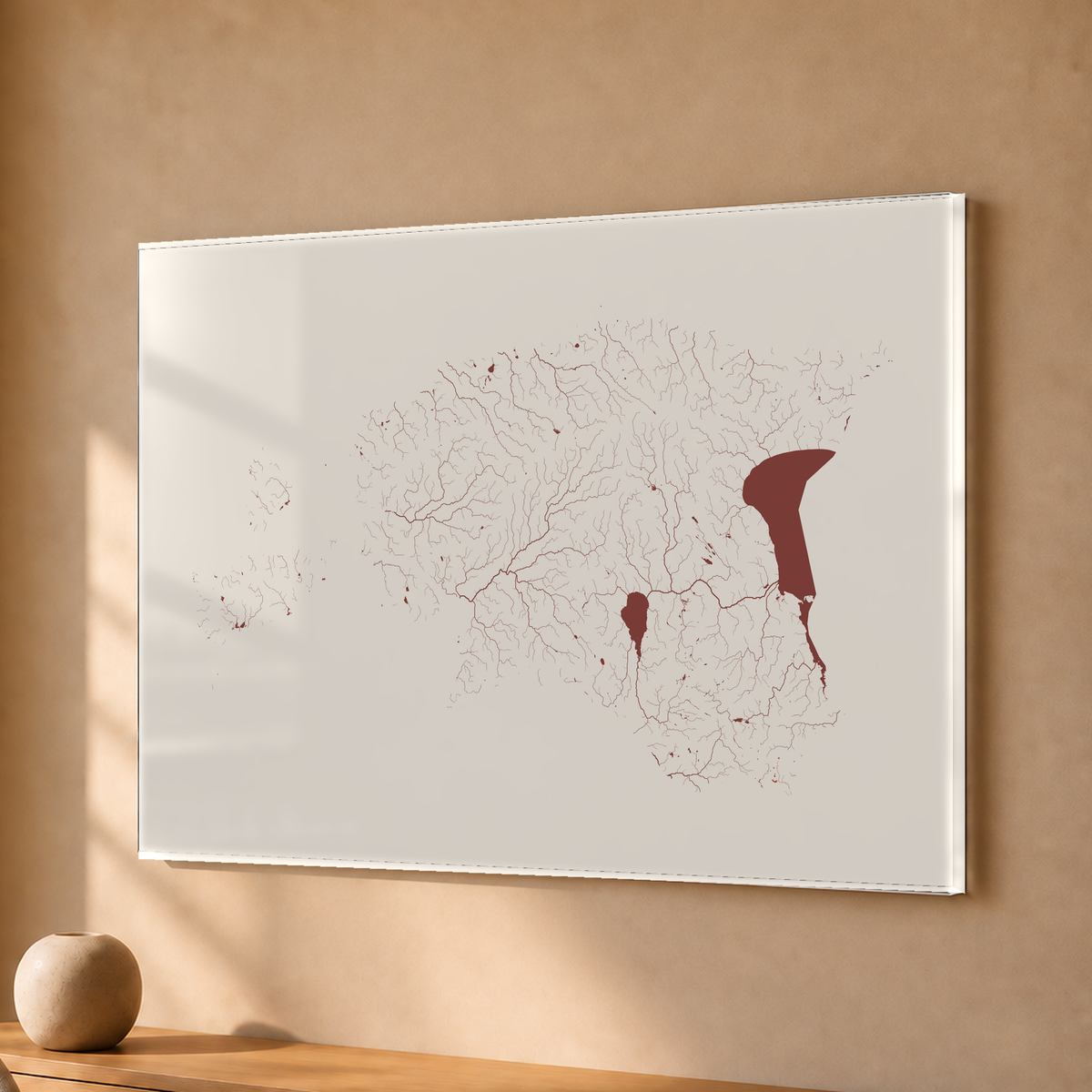 Beautiful Rivers — Estónia — Terracota e areia, Acrílico · 30 × 40 cm, Sem margem