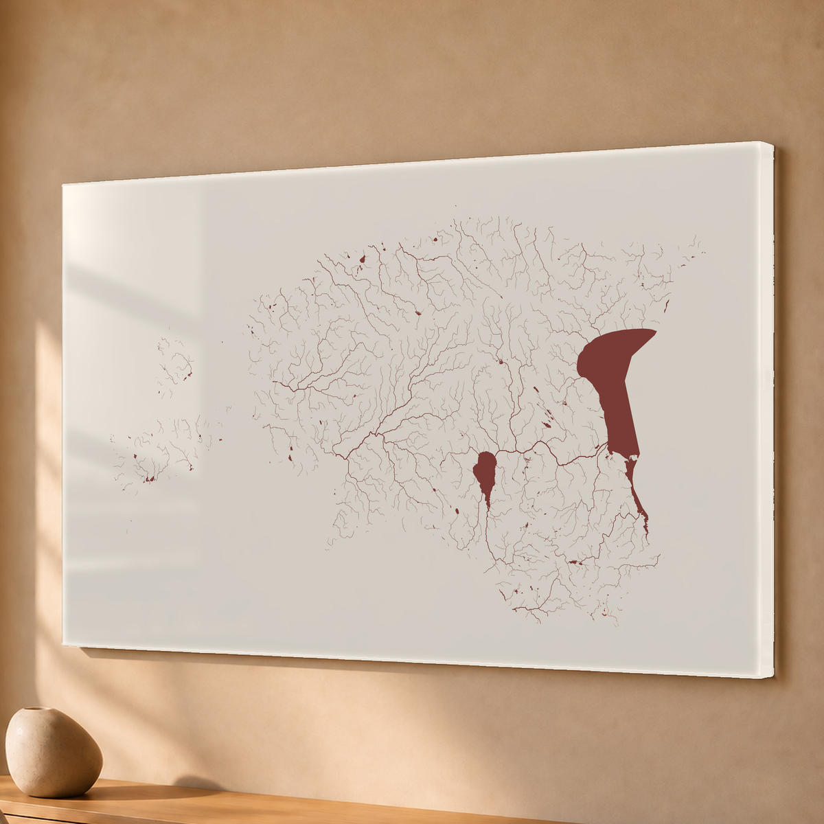 Beautiful Rivers — Estónia — Terracota e areia, Acrílico · 40 × 60 cm, Sem margem