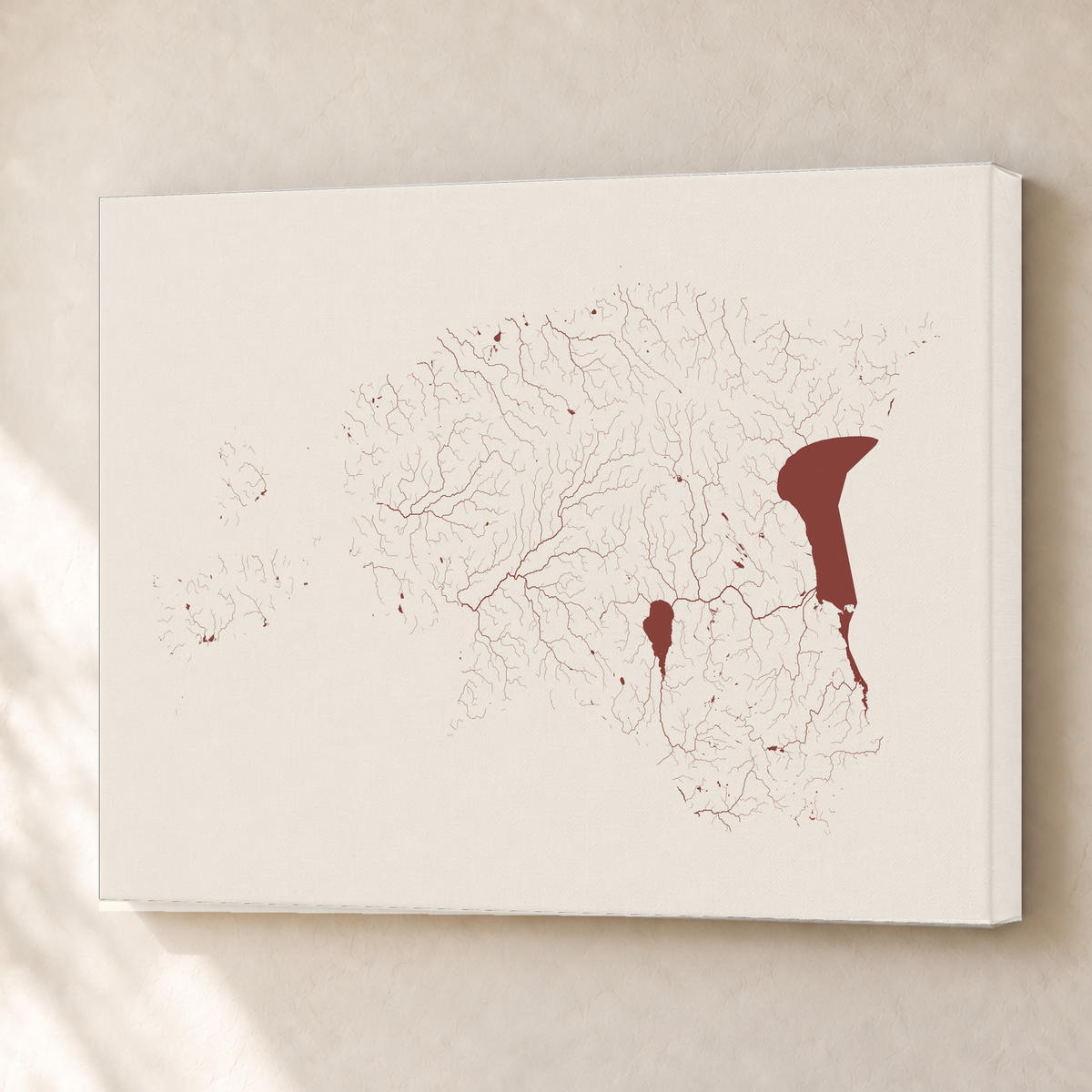 Beautiful Rivers — Estónia — Terracota e areia, Canvas · 45 × 60 cm, Sem margem