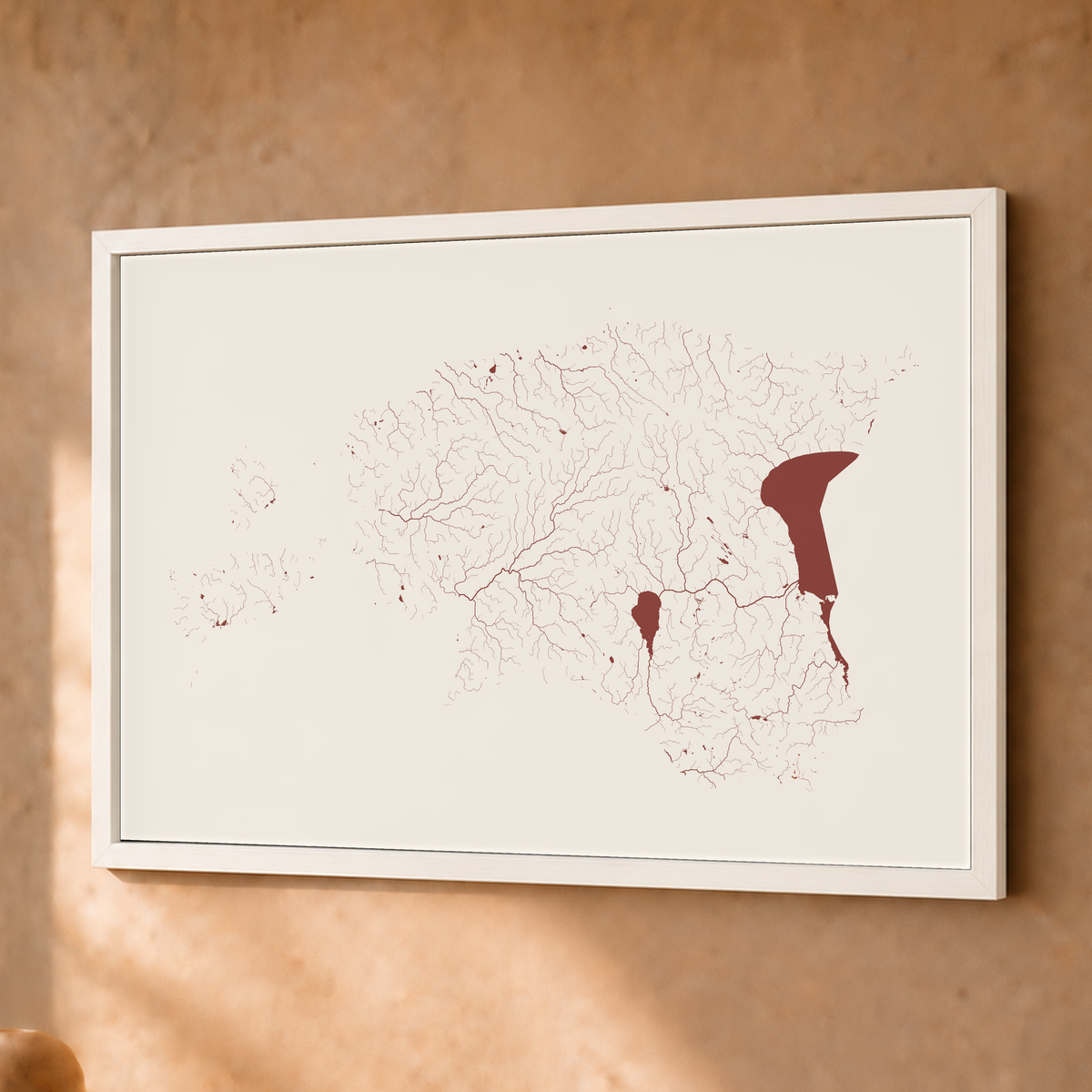 Beautiful Rivers — Estónia — Terracota e areia, Fine art emoldurado · 30 × 40 cm, Branco · Sem margem