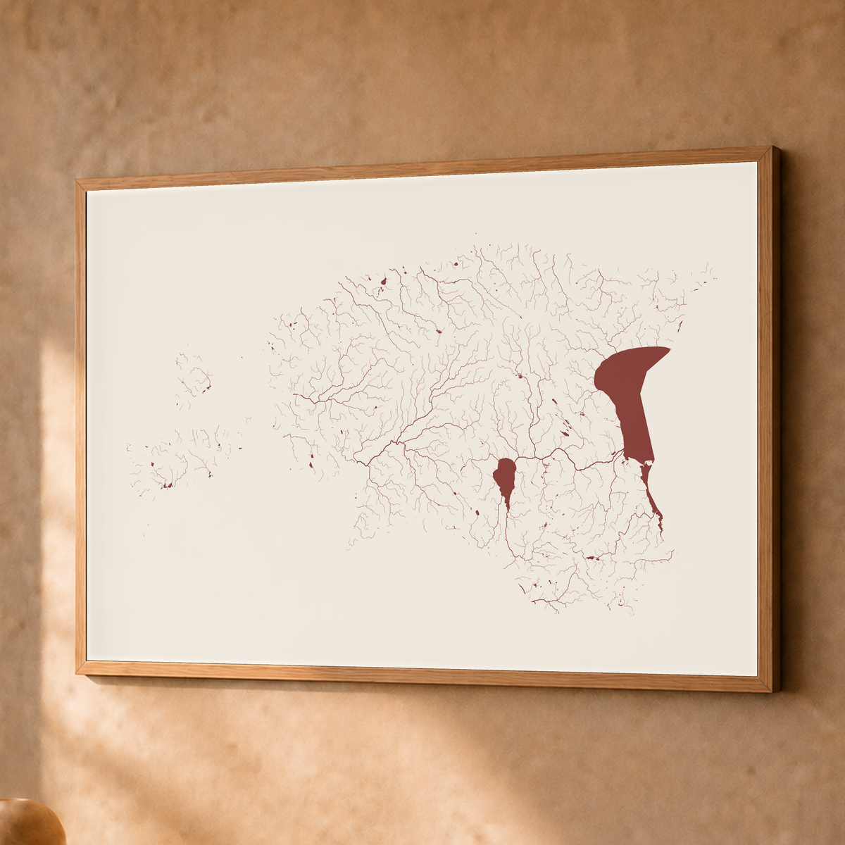 Beautiful Rivers — Estónia — Terracota e areia, Fine art emoldurado · 45 × 60 cm, Natural · Sem margem