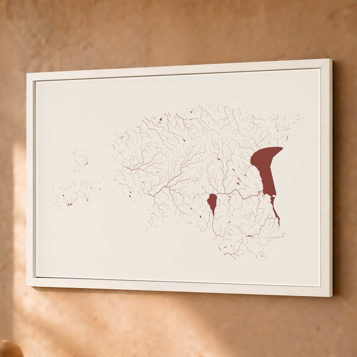 Beautiful Rivers — Estónia — Terracota e areia, Fine art emoldurado · 45 × 60 cm, Branco · Sem margem