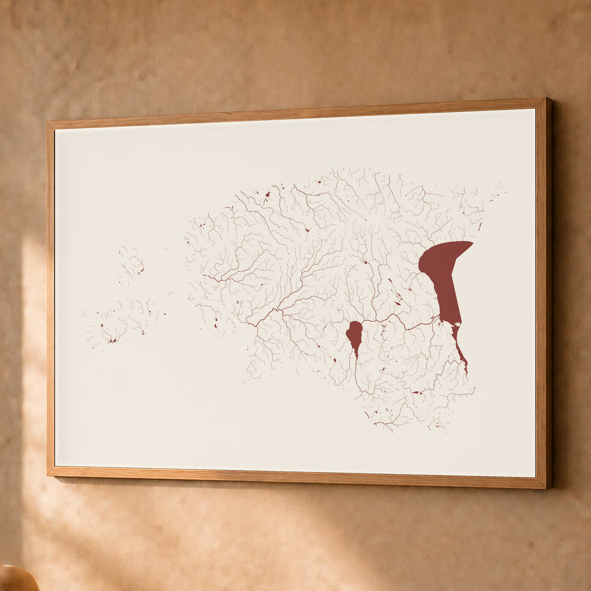 Beautiful Rivers — Estónia — Terracota e areia, Fine art emoldurado · 60 × 80 cm, Natural · Sem margem