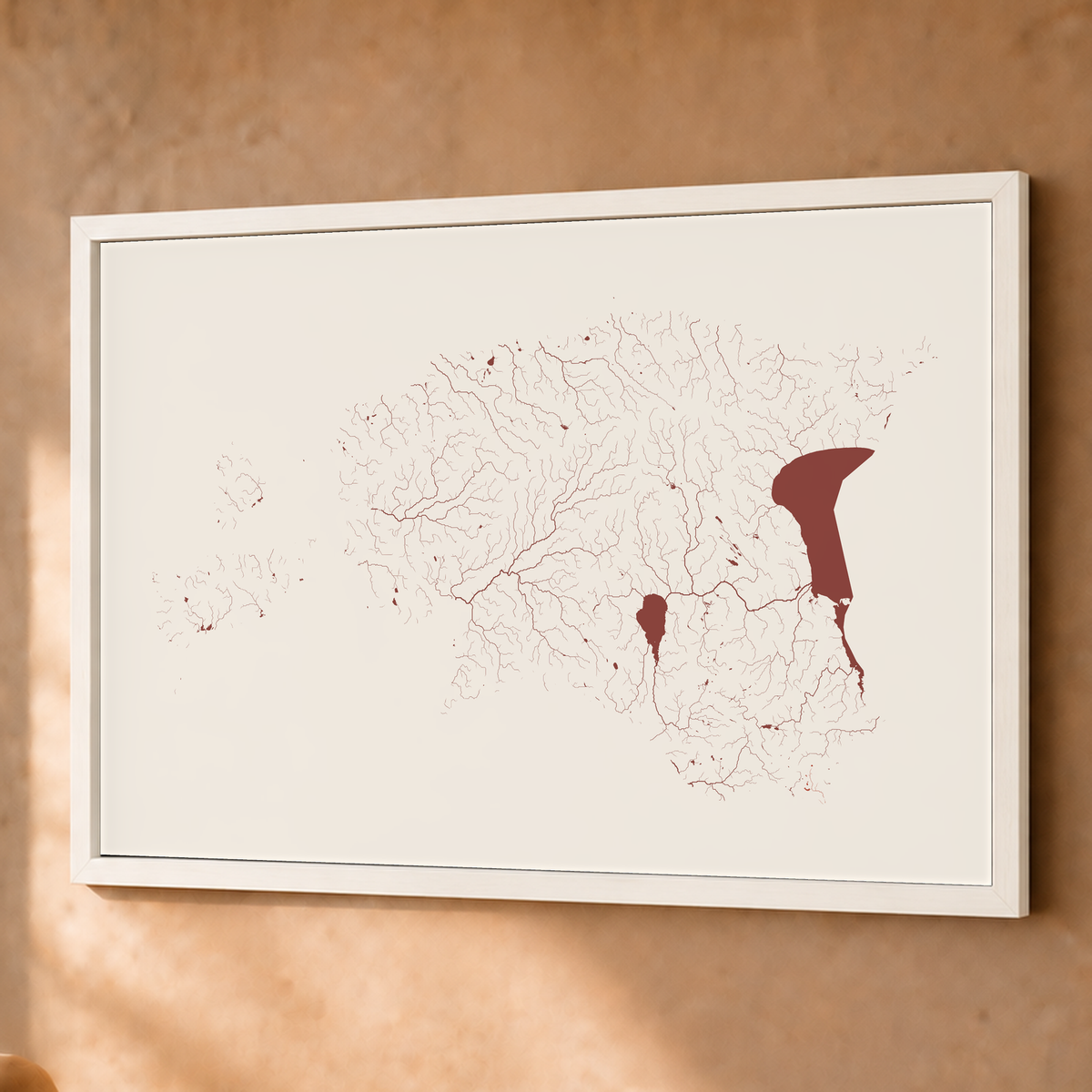 Beautiful Rivers — Estónia — Terracota e areia, Fine art emoldurado · 60 × 80 cm, Branco · Sem margem