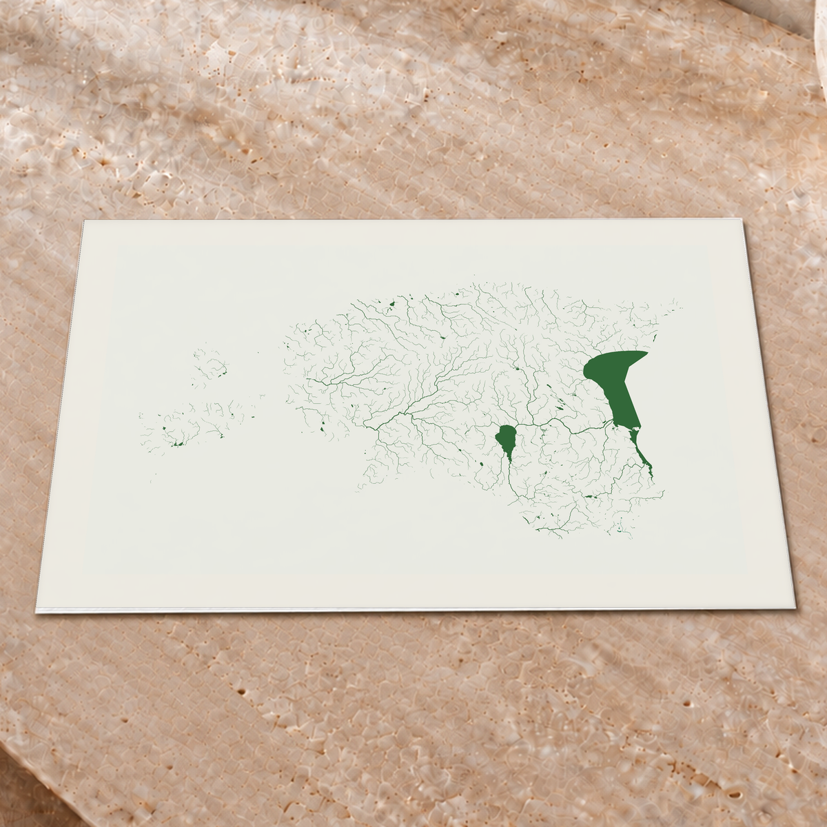 Beautiful Rivers — Estónia — Verde jade e porcelana, Impressão fine art · 30 × 40 cm, Margem branca