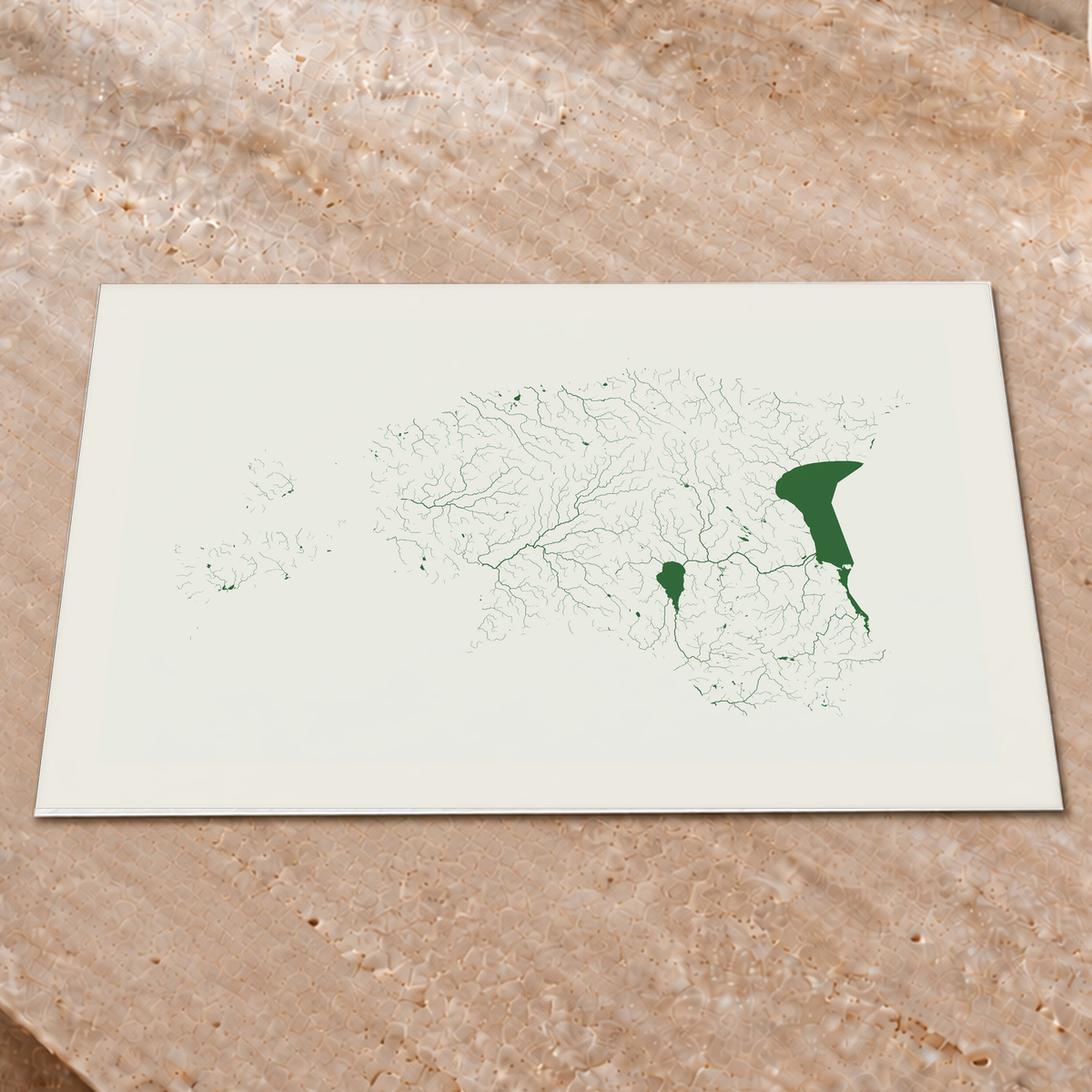 Beautiful Rivers — Estónia — Verde jade e porcelana, Impressão fine art · 45 × 60 cm, Margem branca