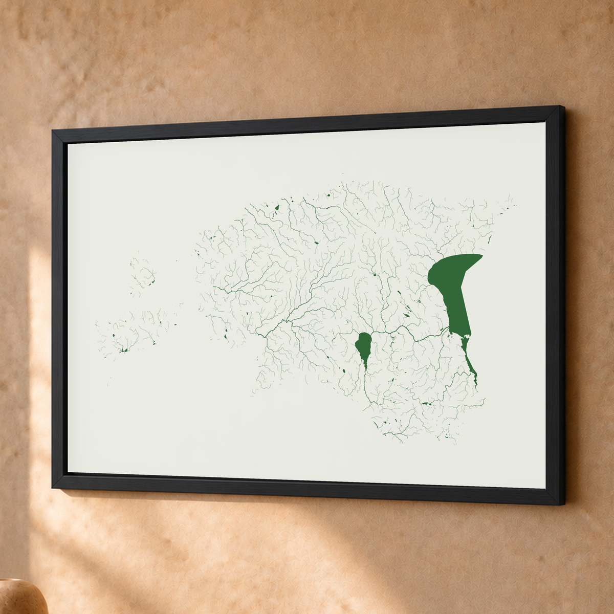Beautiful Rivers — Estónia — Verde jade e porcelana, Fine art emoldurado · 30 × 40 cm, Preto · Sem margem