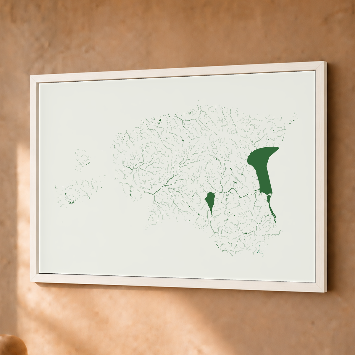 Beautiful Rivers — Estónia — Verde jade e porcelana, Fine art emoldurado · 30 × 40 cm, Branco · Sem margem