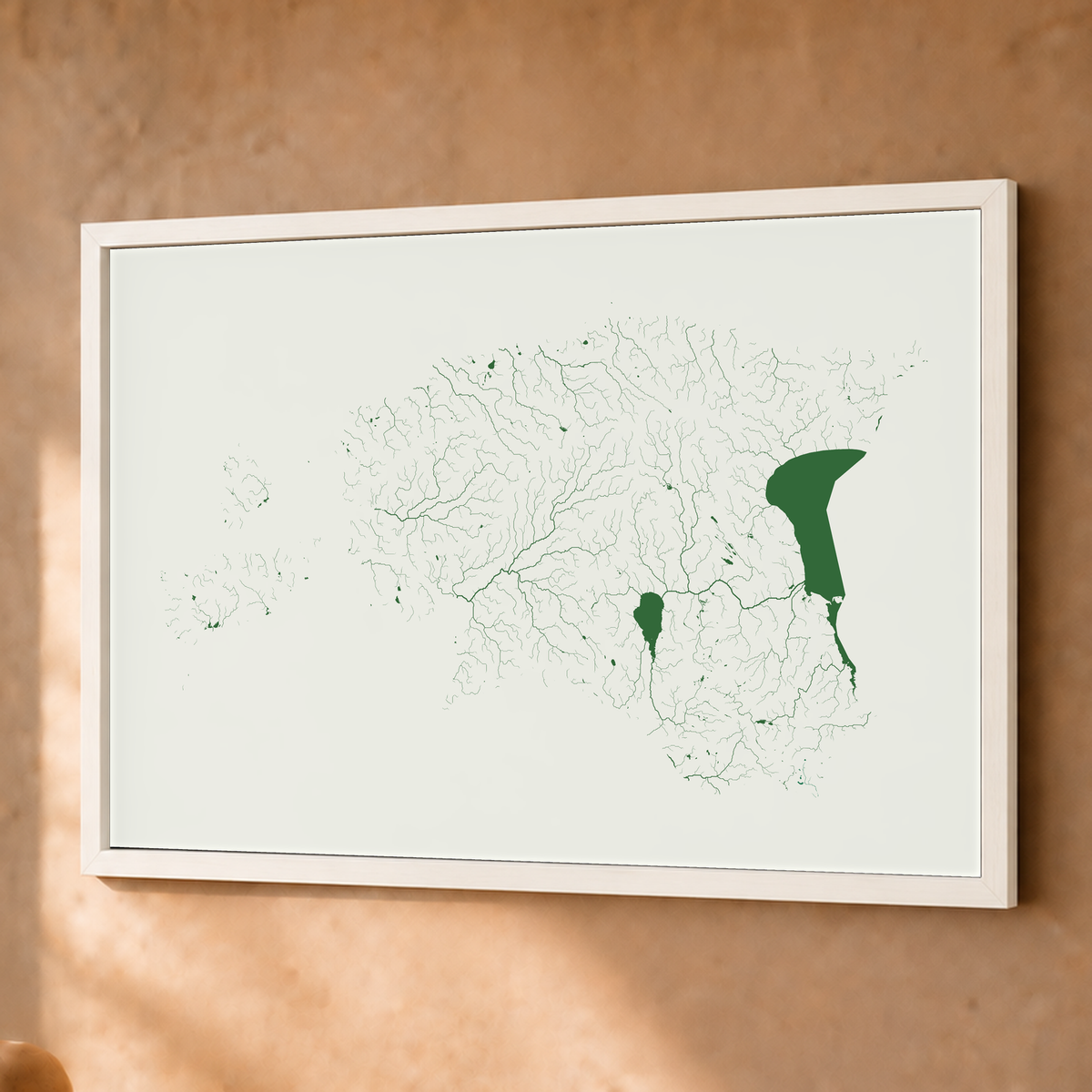 Beautiful Rivers — Estónia — Verde jade e porcelana, Fine art emoldurado · 45 × 60 cm, Branco · Sem margem