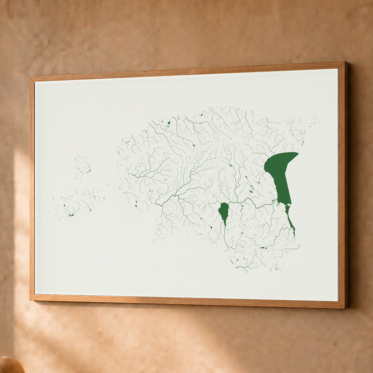Beautiful Rivers — Estónia — Verde jade e porcelana, Fine art emoldurado · 60 × 80 cm, Natural · Sem margem