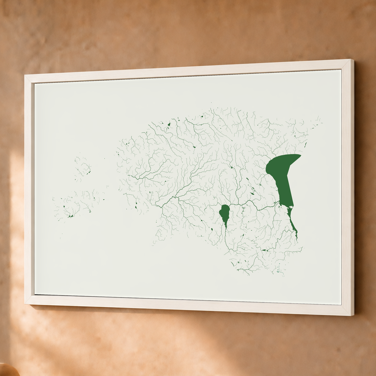 Beautiful Rivers — Estónia — Verde jade e porcelana, Fine art emoldurado · 60 × 80 cm, Branco · Sem margem
