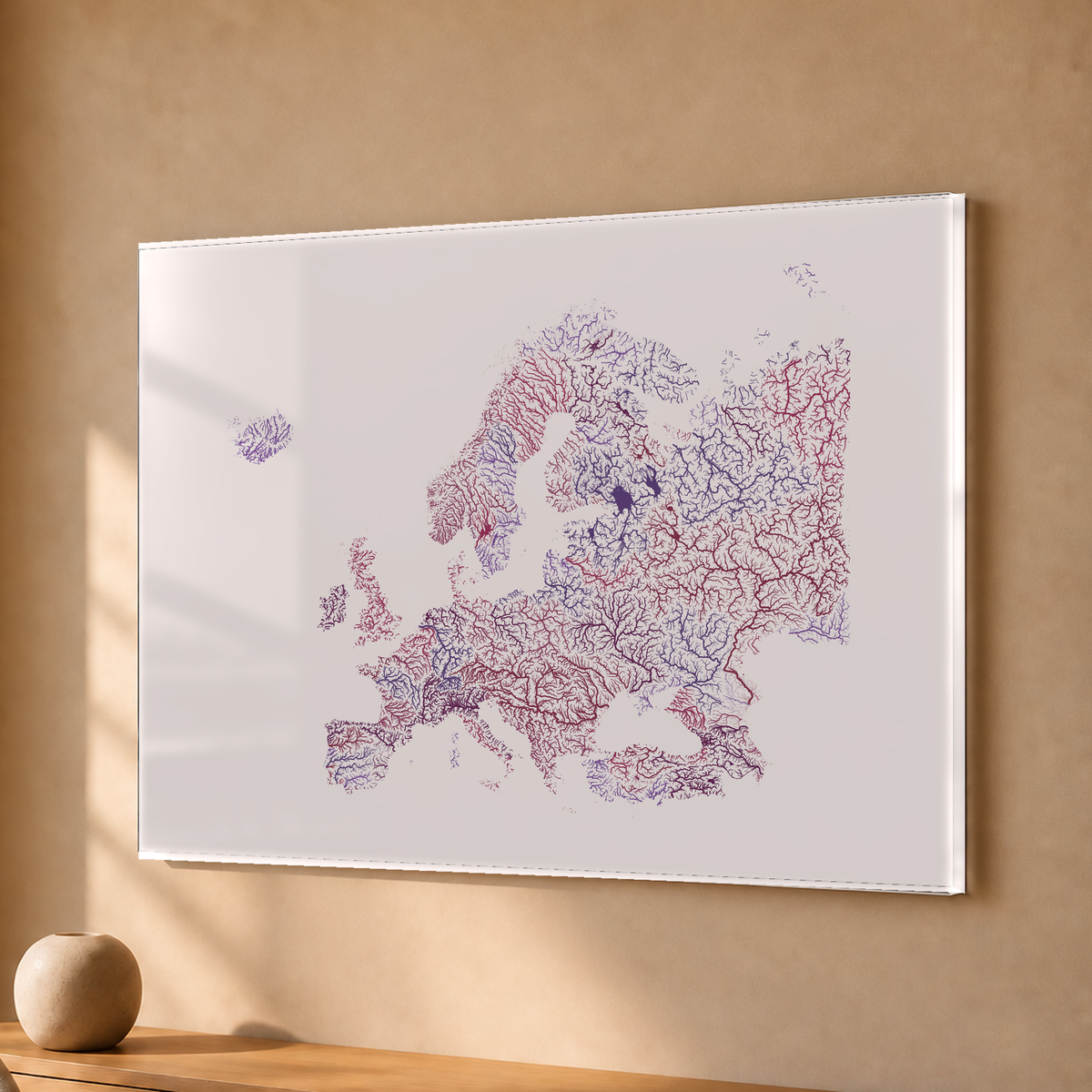 Beautiful Rivers — Europa — Ameixa e rosé, Acrílico · 30 × 40 cm, Sem margem