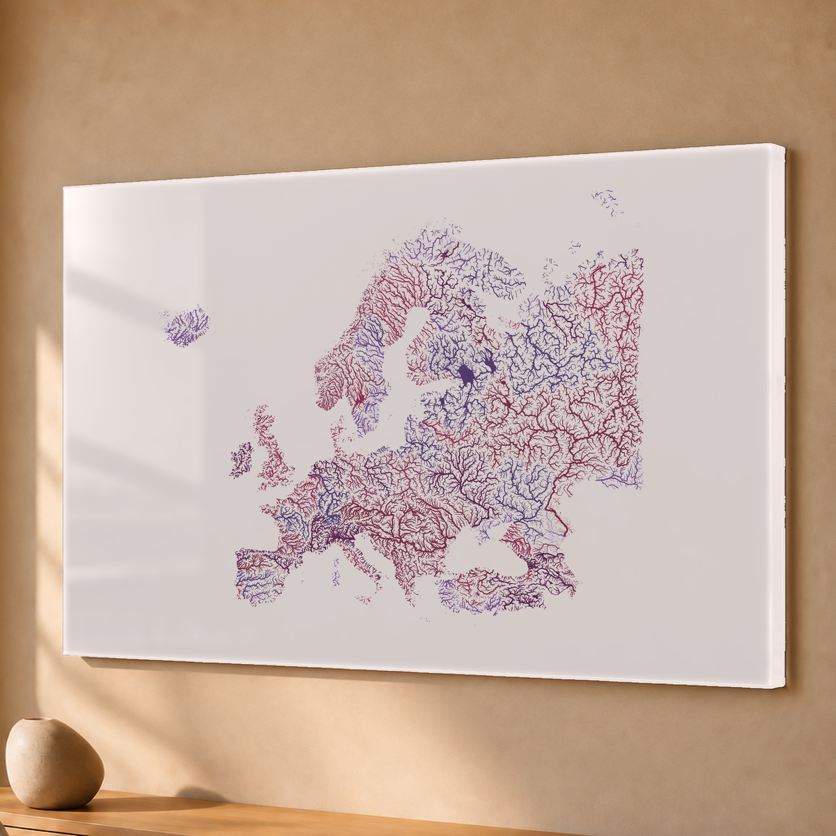 Beautiful Rivers — Europa — Ameixa e rosé, Acrílico · 40 × 60 cm, Sem margem