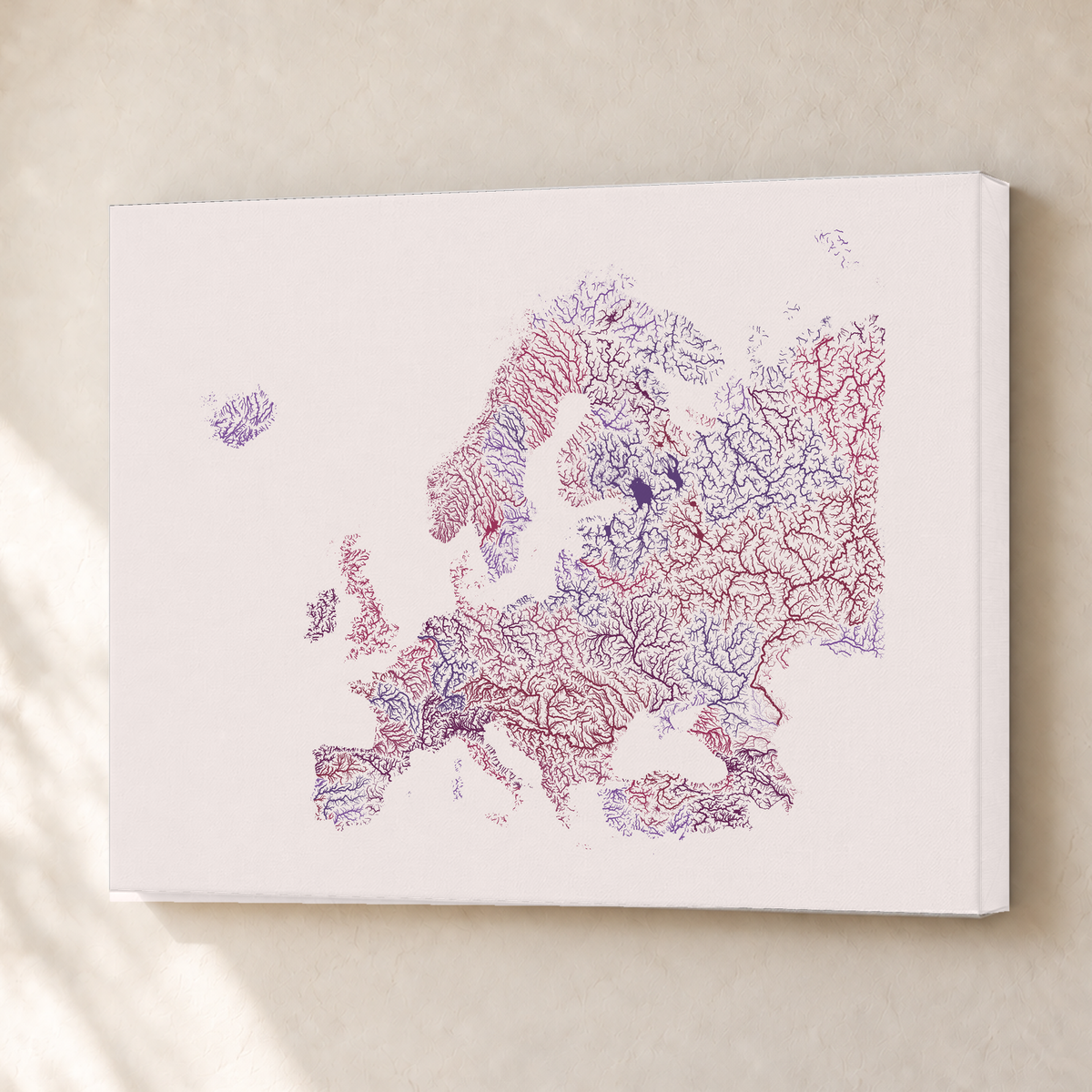 Beautiful Rivers — Europa — Ameixa e rosé, Canvas · 30 × 40 cm, Sem margem