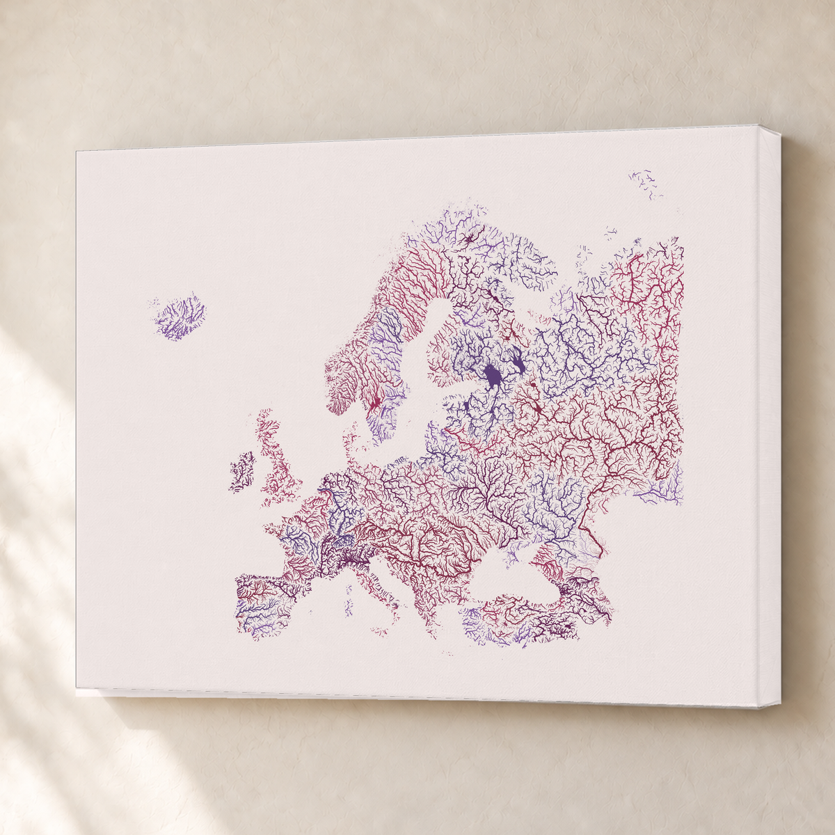Beautiful Rivers — Europa — Ameixa e rosé, Canvas · 45 × 60 cm, Sem margem