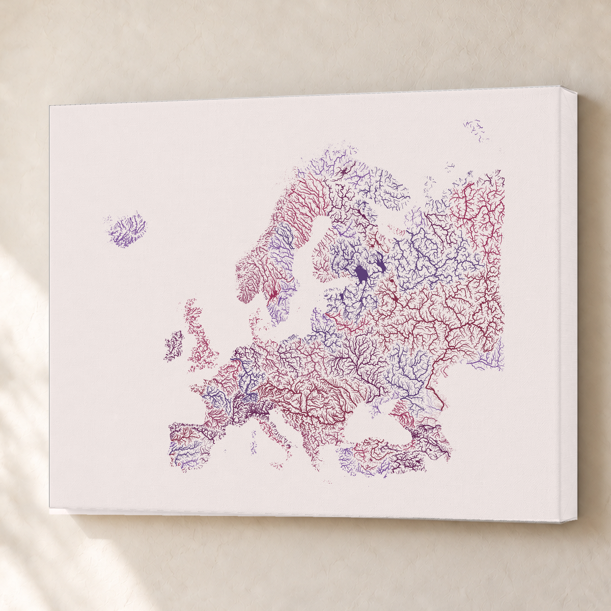 Beautiful Rivers — Europa — Ameixa e rosé, Canvas · 60 × 80 cm, Sem margem