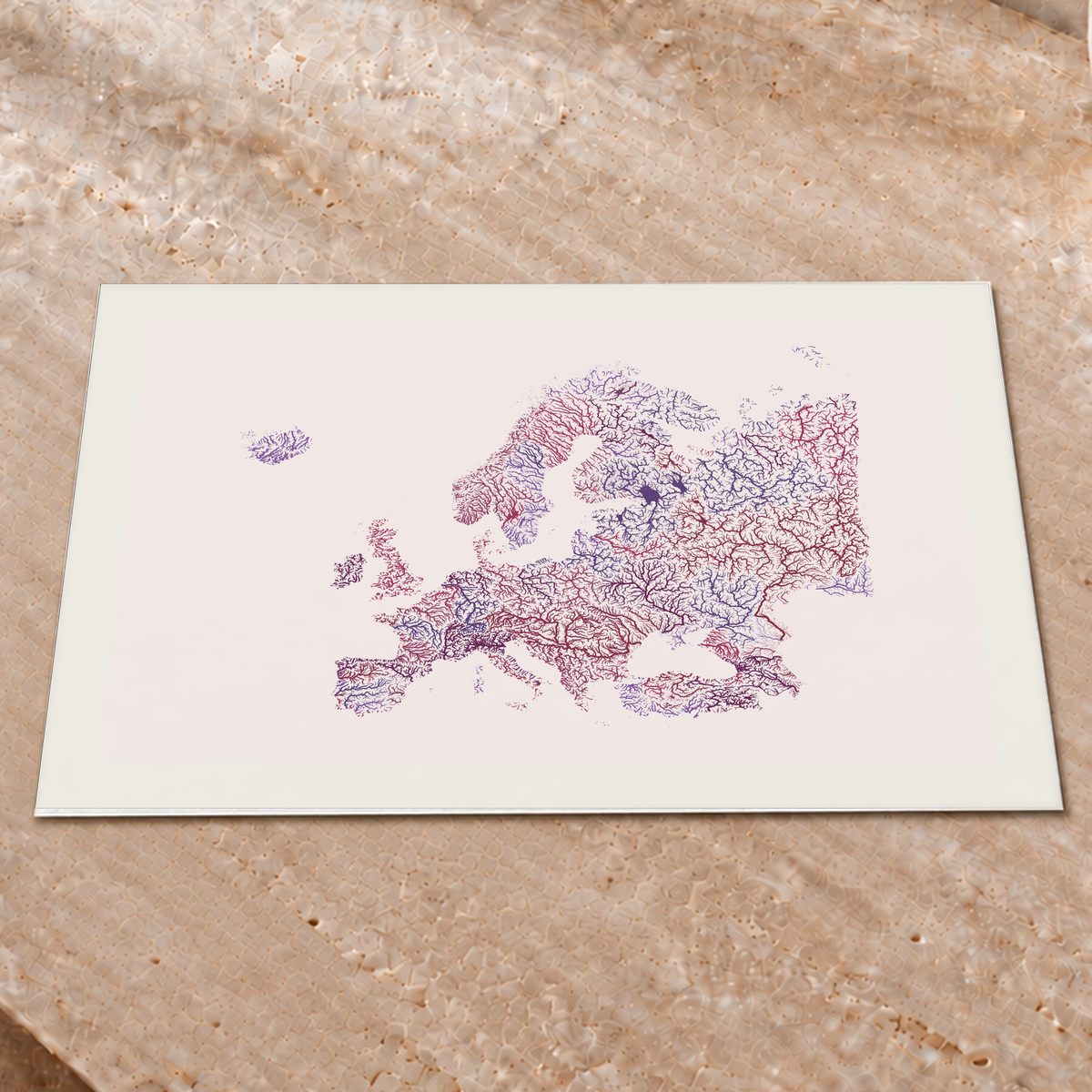 Beautiful Rivers — Europa — Ameixa e rosé, Impressão fine art · 45 × 60 cm, Margem branca