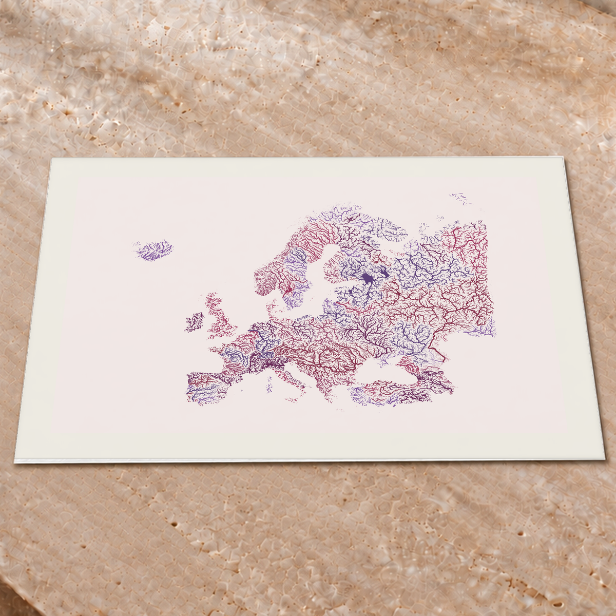Beautiful Rivers — Europa — Ameixa e rosé, Impressão fine art · 60 × 80 cm, Margem branca