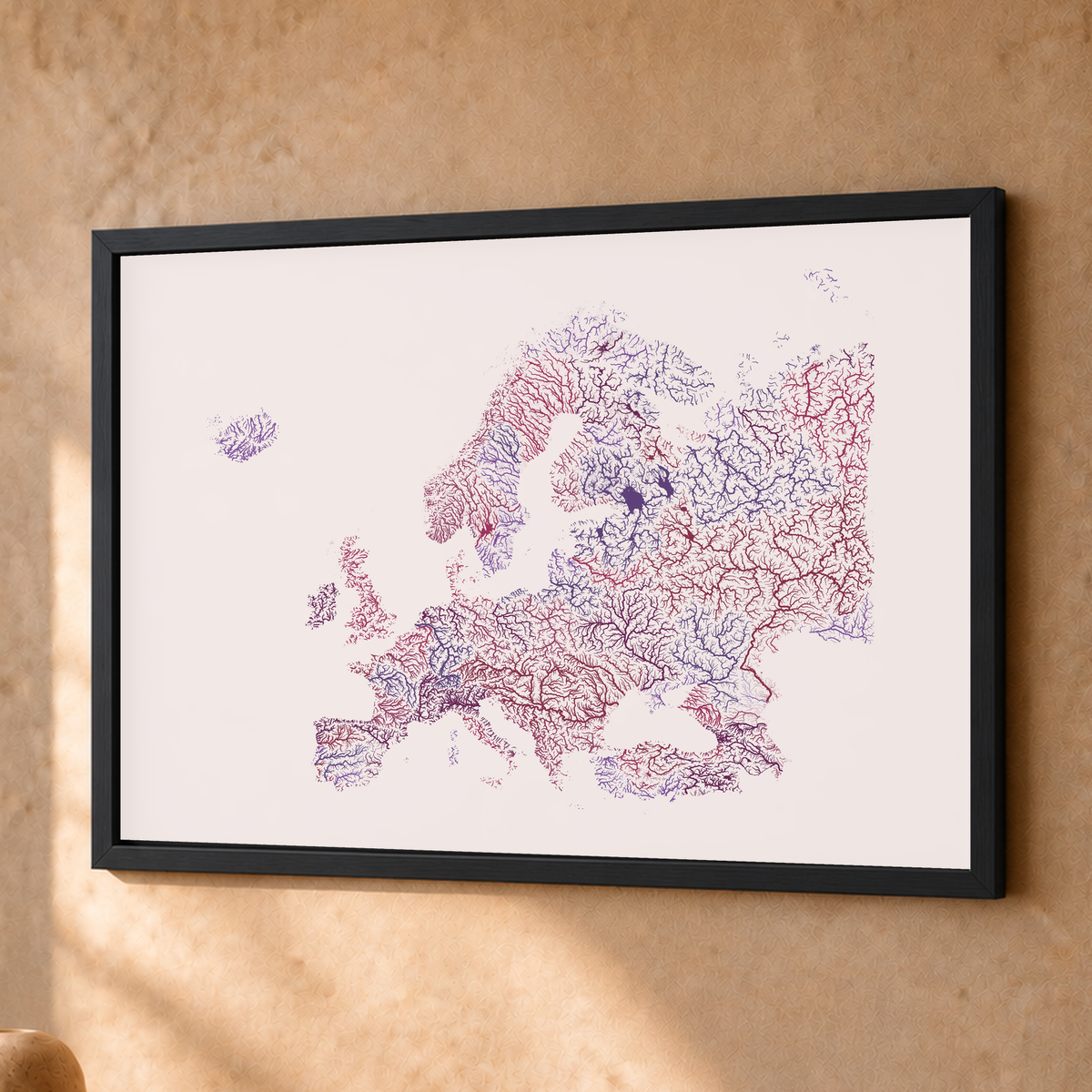 Beautiful Rivers — Europa — Ameixa e rosé, Fine art emoldurado · 30 × 40 cm, Preto · Sem margem