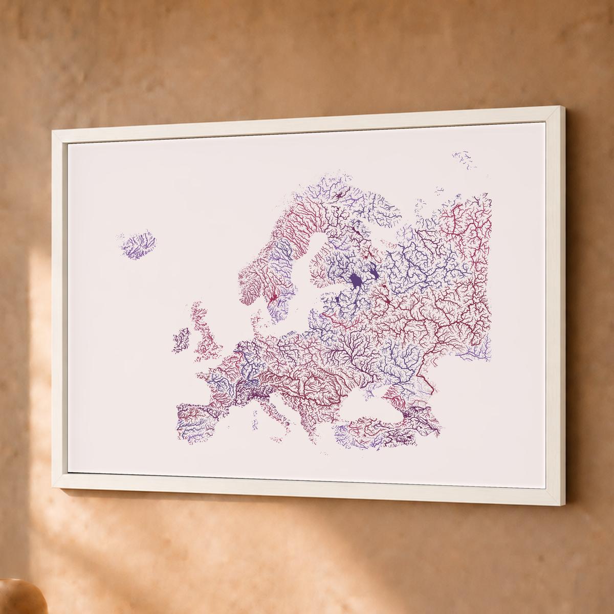 Beautiful Rivers — Europa — Ameixa e rosé, Fine art emoldurado · 30 × 40 cm, Branco · Sem margem