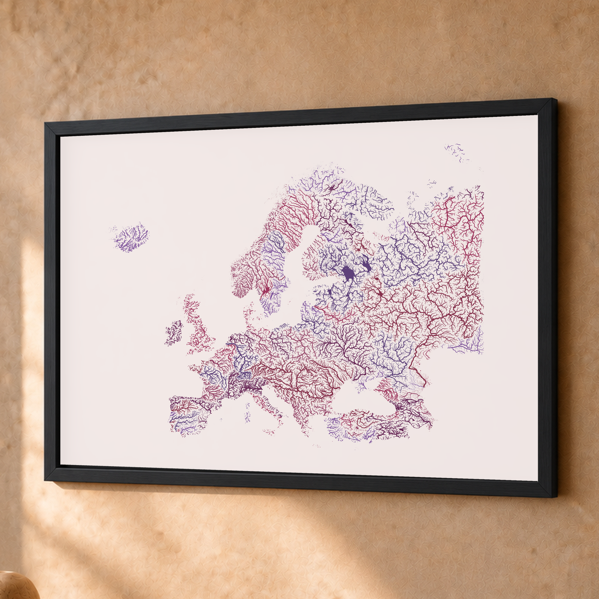 Beautiful Rivers — Europa — Ameixa e rosé, Fine art emoldurado · 45 × 60 cm, Preto · Sem margem