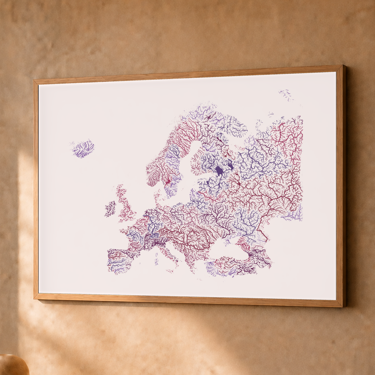 Beautiful Rivers — Europa — Ameixa e rosé, Fine art emoldurado · 45 × 60 cm, Natural · Sem margem