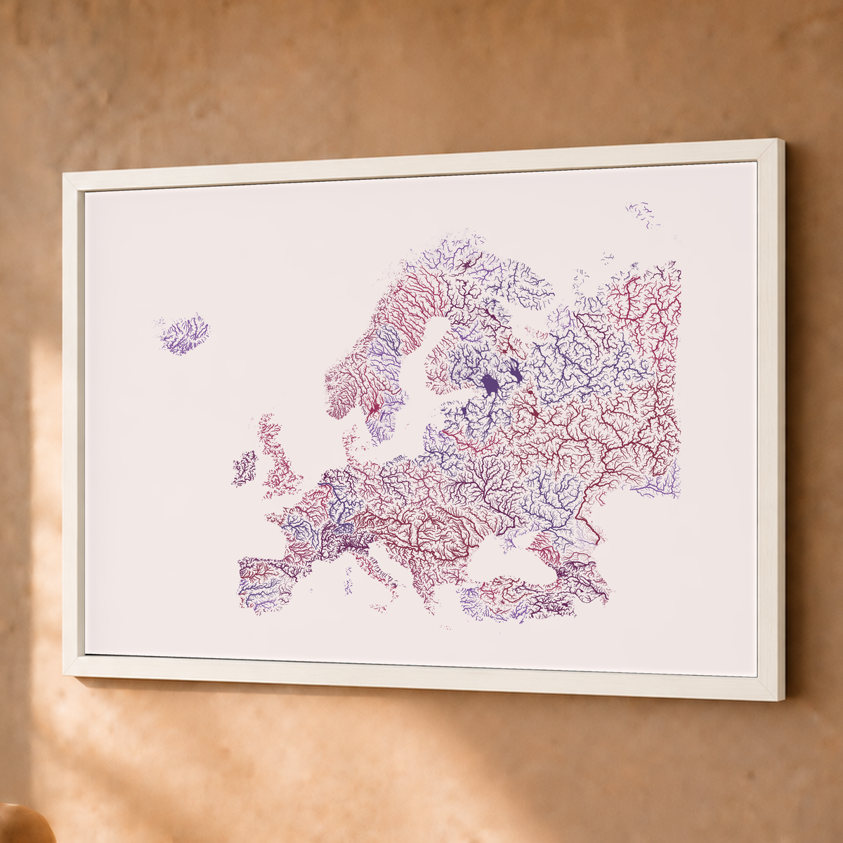Beautiful Rivers — Europa — Ameixa e rosé, Fine art emoldurado · 45 × 60 cm, Branco · Sem margem