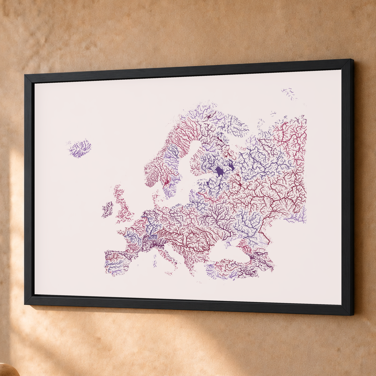 Beautiful Rivers — Europa — Ameixa e rosé, Fine art emoldurado · 60 × 80 cm, Preto · Sem margem