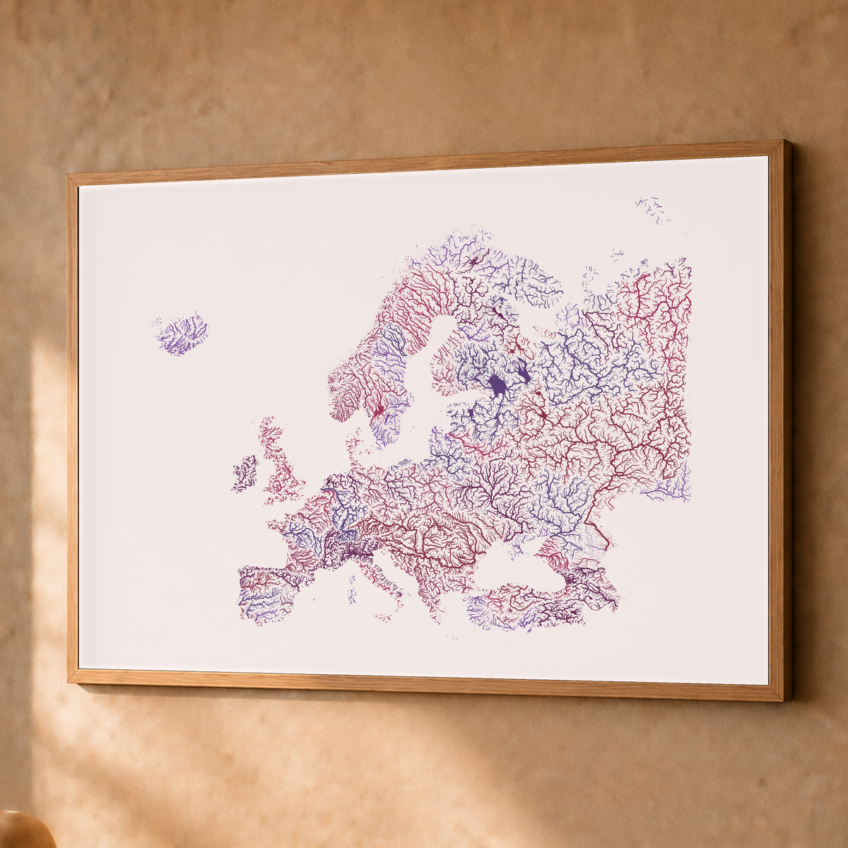 Beautiful Rivers — Europa — Ameixa e rosé, Fine art emoldurado · 60 × 80 cm, Natural · Sem margem