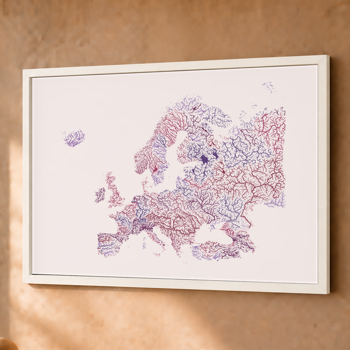 Beautiful Rivers — Europa — Ameixa e rosé, Fine art emoldurado · 60 × 80 cm, Branco · Sem margem