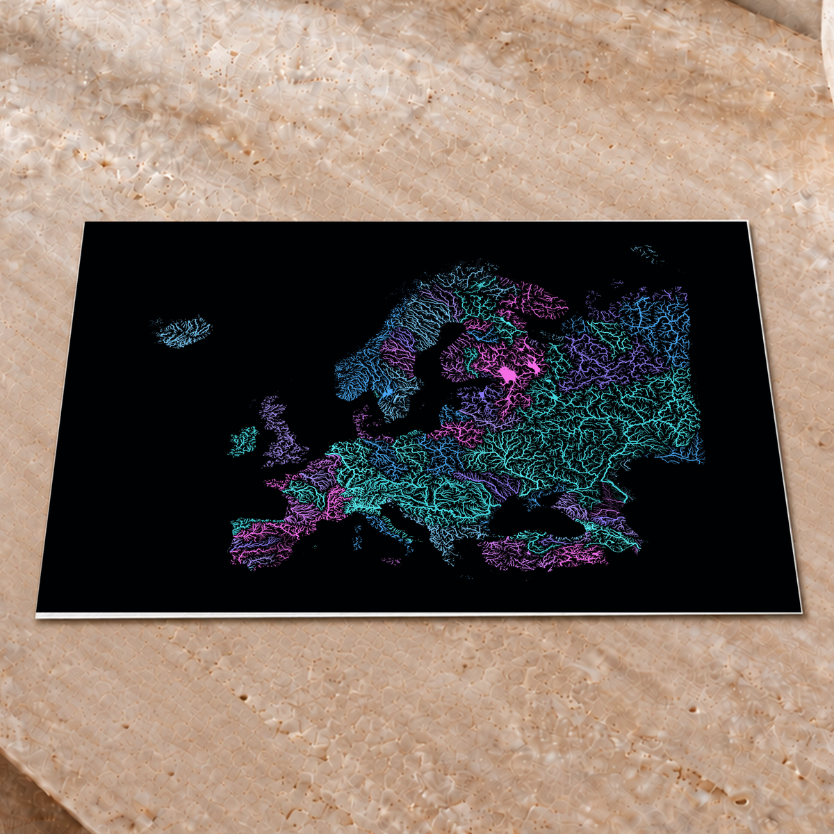 Beautiful Rivers — Europa — Neon hidrográfico, Impressão fine art · 30 × 40 cm, Sem margem
