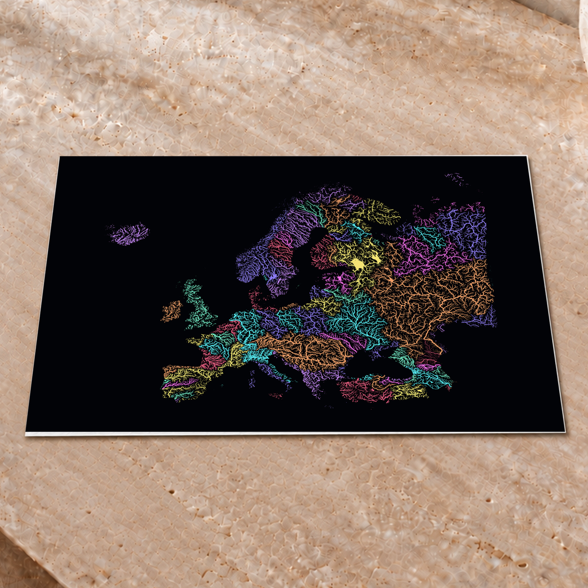 Beautiful Rivers — Europa — Neon por território, Impressão fine art · 30 × 40 cm, Sem margem