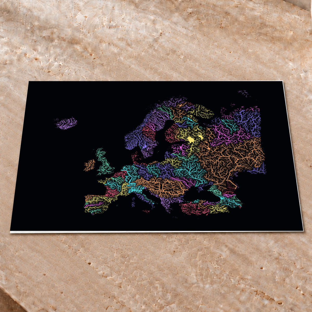 Beautiful Rivers — Europa — Neon por território, Impressão fine art · 45 × 60 cm, Sem margem