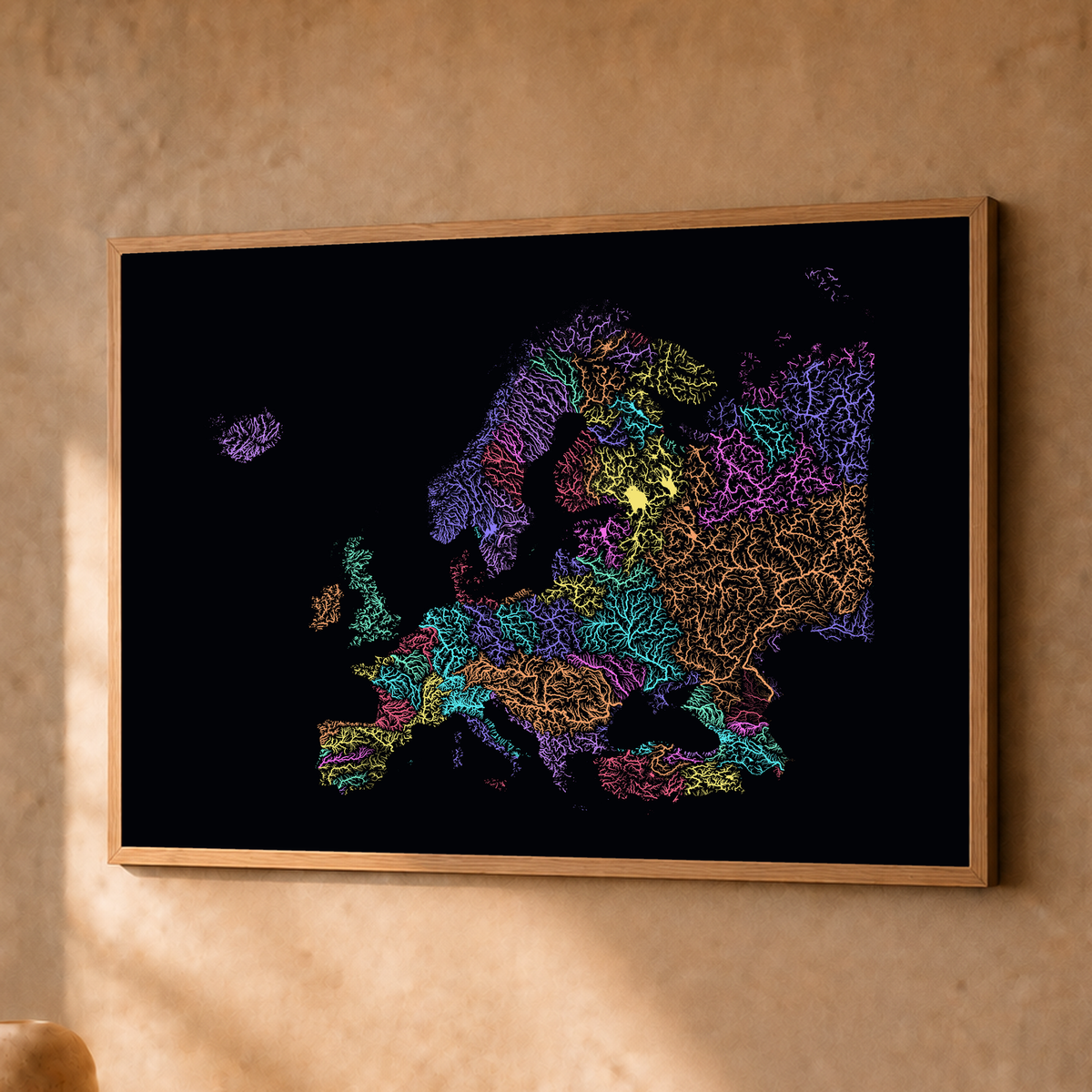 Beautiful Rivers — Europa — Neon por território, Fine art emoldurado · 30 × 40 cm, Natural · Sem margem