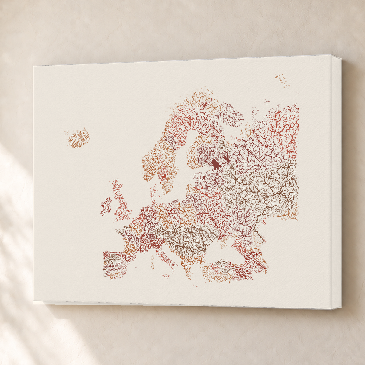 Beautiful Rivers — Europa — Terracota e areia, Canvas · 45 × 60 cm, Sem margem