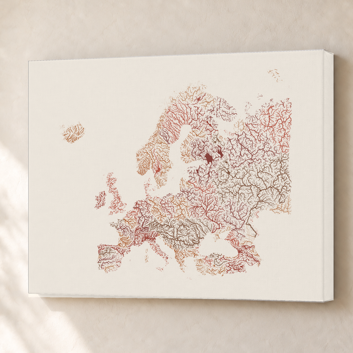 Beautiful Rivers — Europa — Terracota e areia, Canvas · 60 × 80 cm, Sem margem
