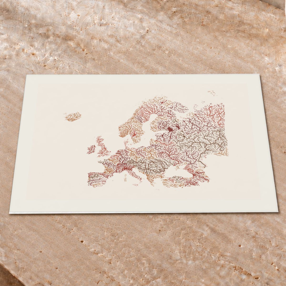 Beautiful Rivers — Europa — Terracota e areia, Impressão fine art · 45 × 60 cm, Margem branca
