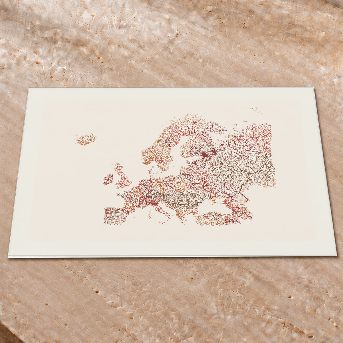 Beautiful Rivers — Europa — Terracota e areia, Impressão fine art · 60 × 80 cm, Margem branca