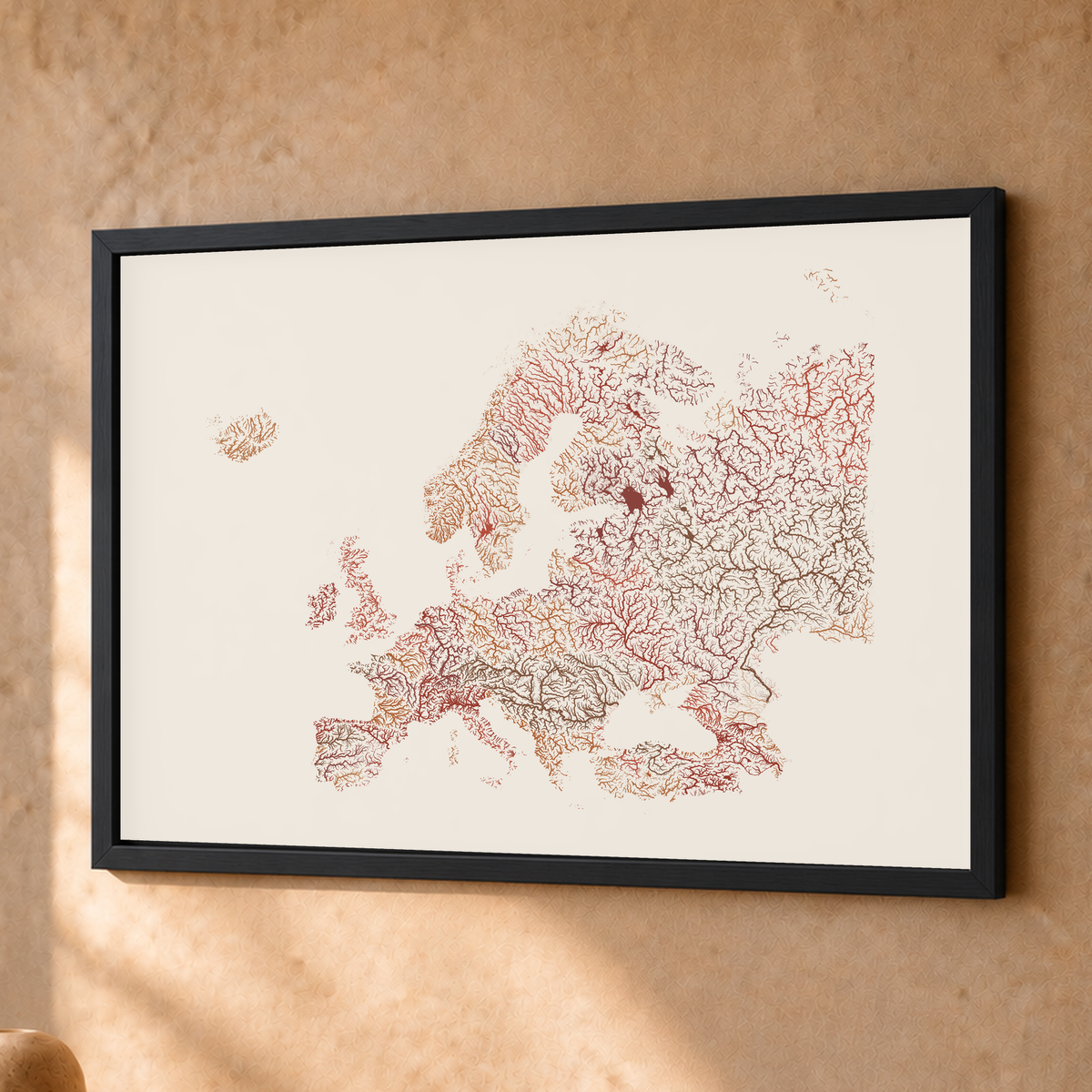 Beautiful Rivers — Europa — Terracota e areia, Fine art emoldurado · 30 × 40 cm, Preto · Sem margem
