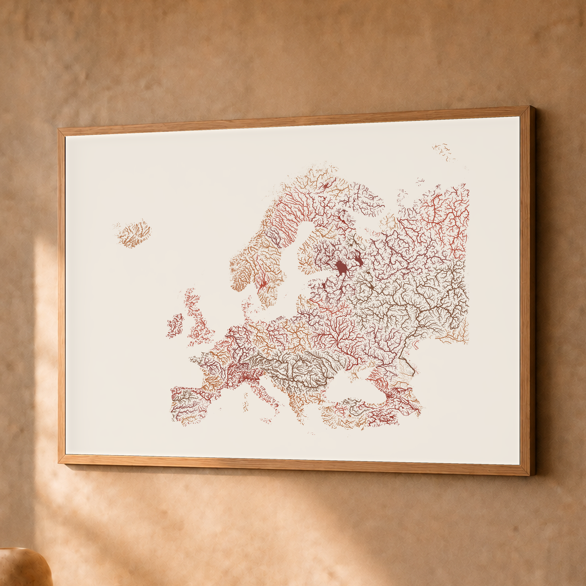 Beautiful Rivers — Europa — Terracota e areia, Fine art emoldurado · 30 × 40 cm, Natural · Sem margem