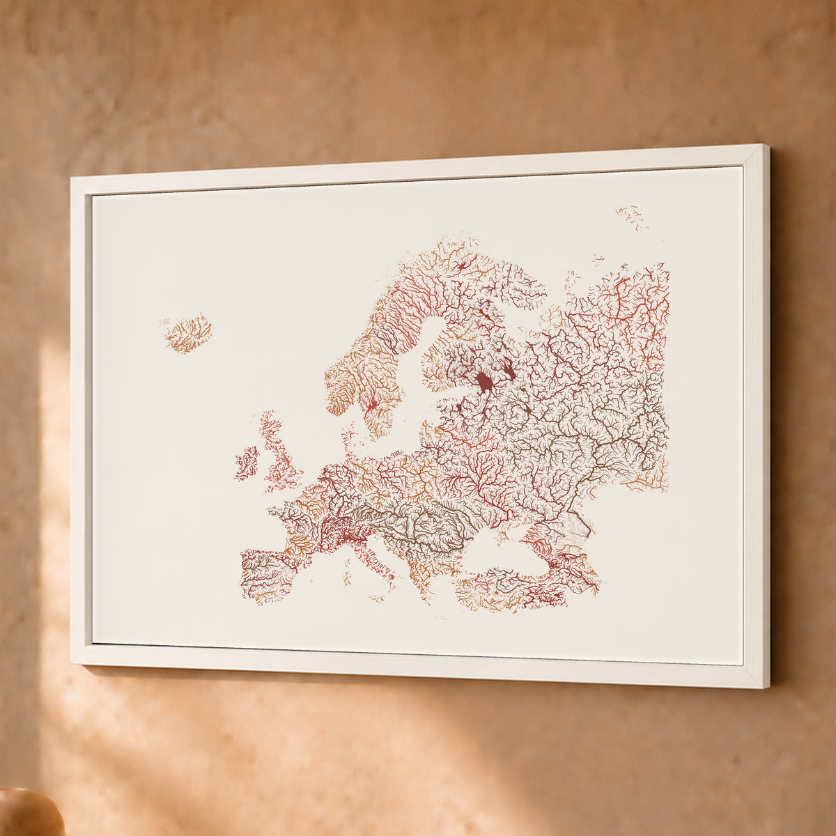 Beautiful Rivers — Europa — Terracota e areia, Fine art emoldurado · 30 × 40 cm, Branco · Sem margem