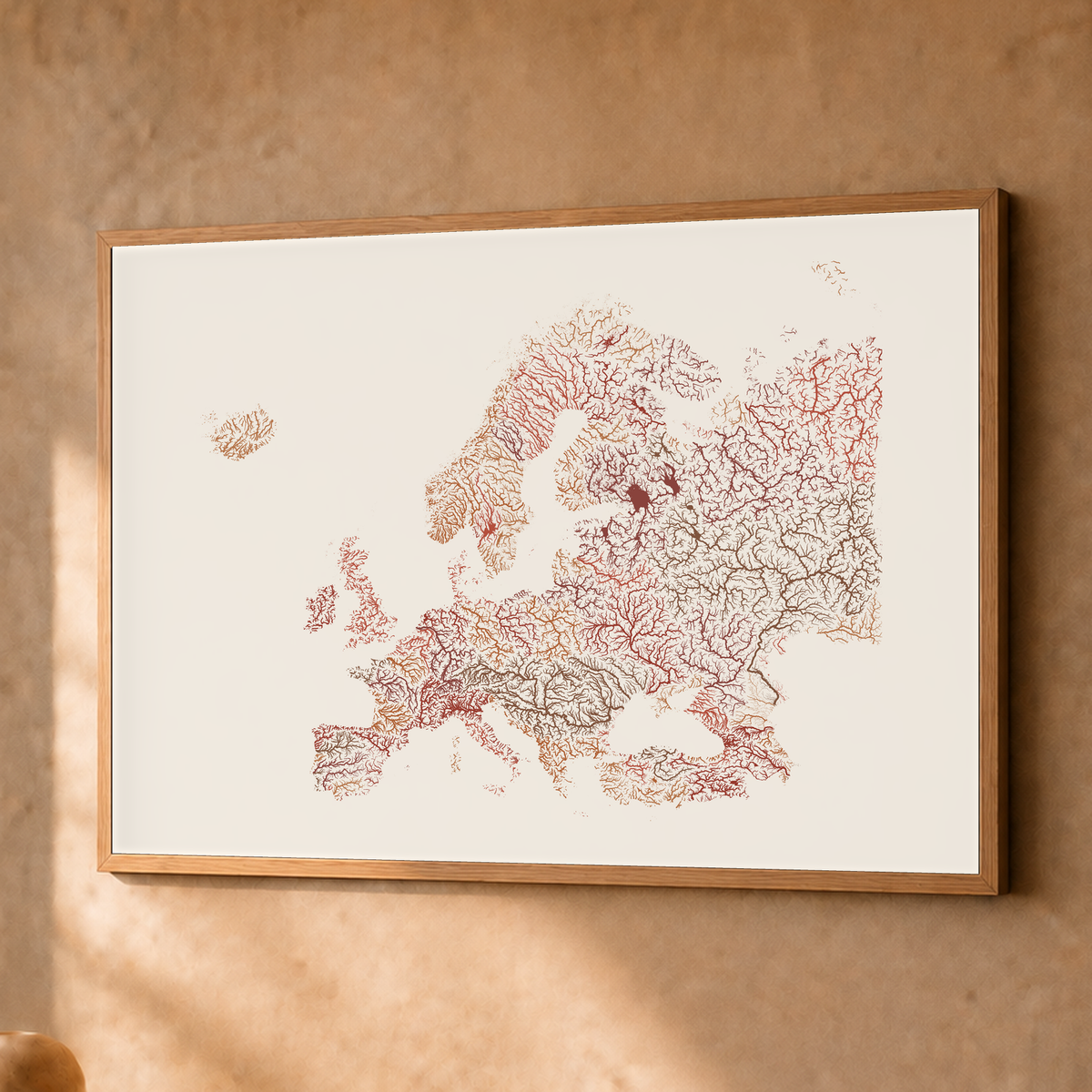 Beautiful Rivers — Europa — Terracota e areia, Fine art emoldurado · 45 × 60 cm, Natural · Sem margem