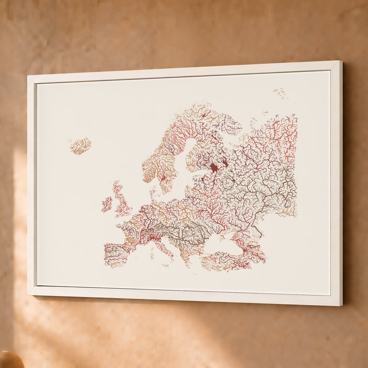 Beautiful Rivers — Europa — Terracota e areia, Fine art emoldurado · 45 × 60 cm, Branco · Sem margem