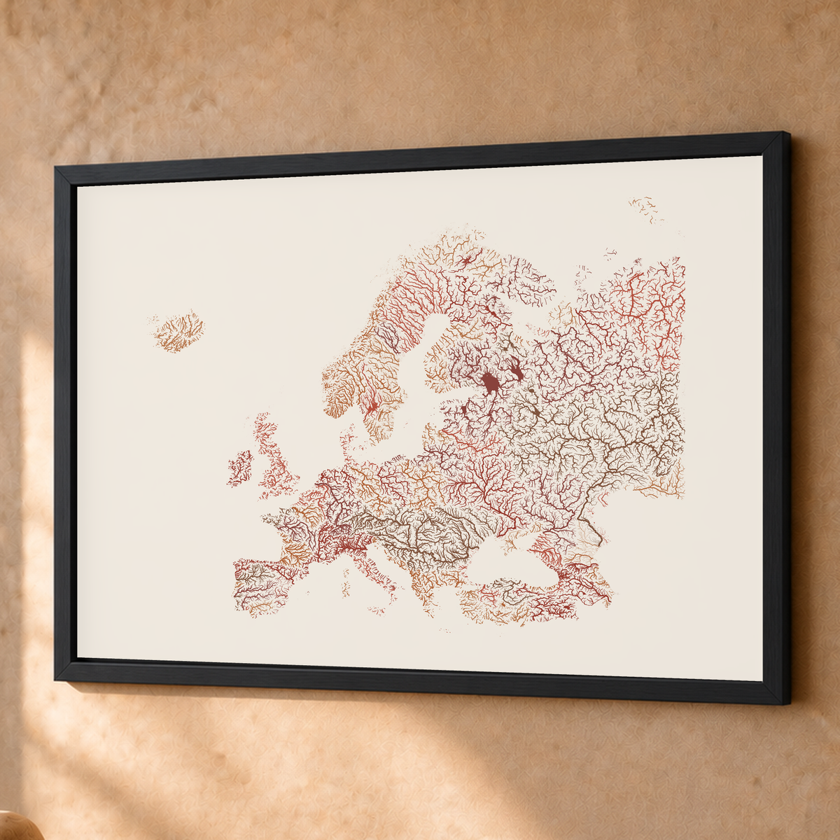 Beautiful Rivers — Europa — Terracota e areia, Fine art emoldurado · 60 × 80 cm, Preto · Sem margem