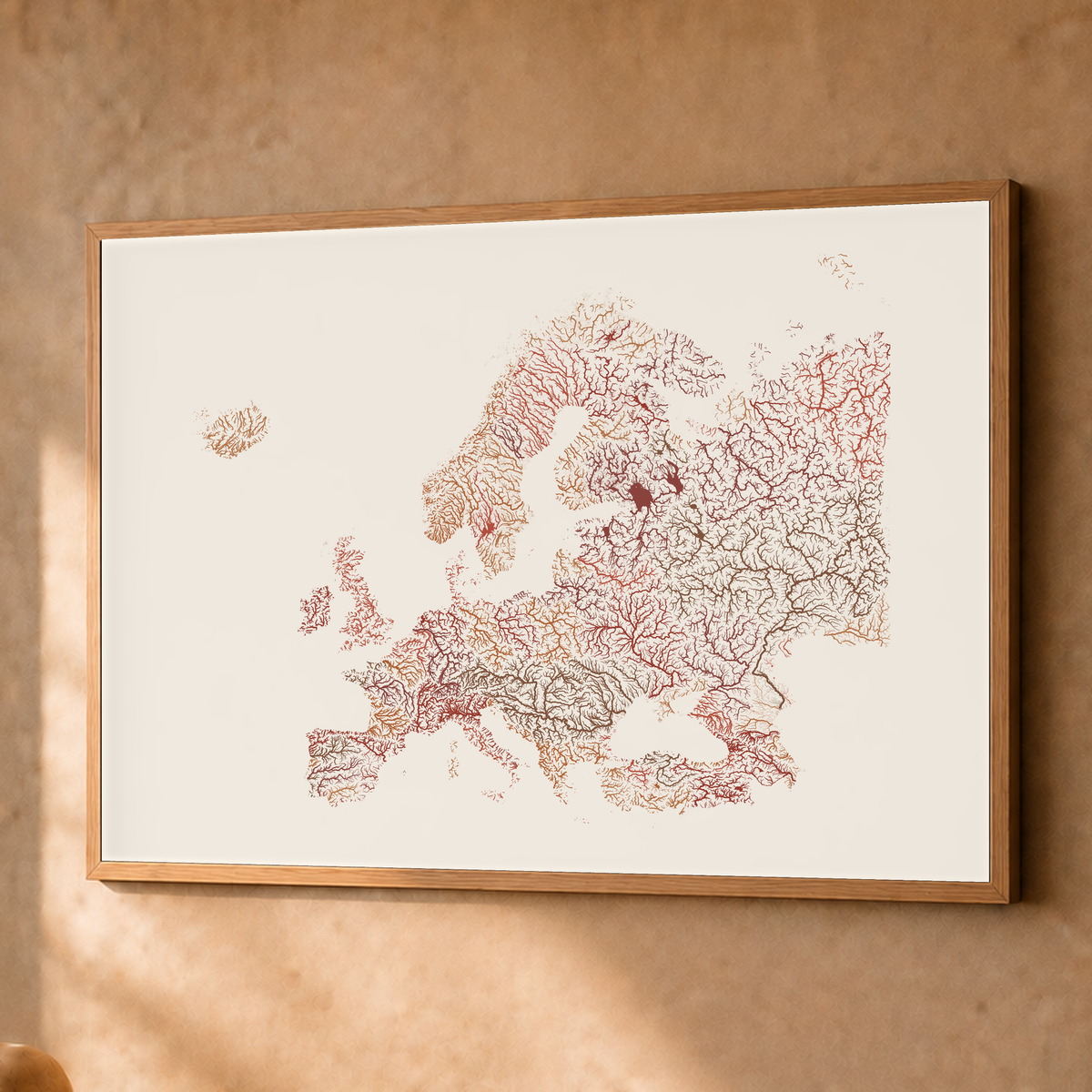 Beautiful Rivers — Europa — Terracota e areia, Fine art emoldurado · 60 × 80 cm, Natural · Sem margem