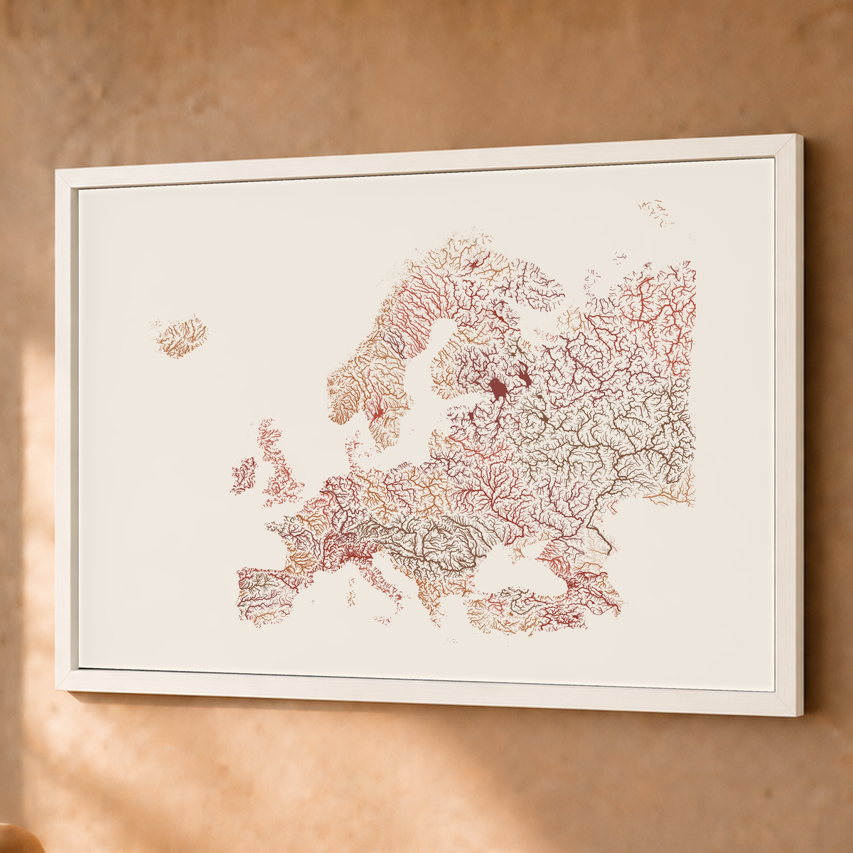 Beautiful Rivers — Europa — Terracota e areia, Fine art emoldurado · 60 × 80 cm, Branco · Sem margem