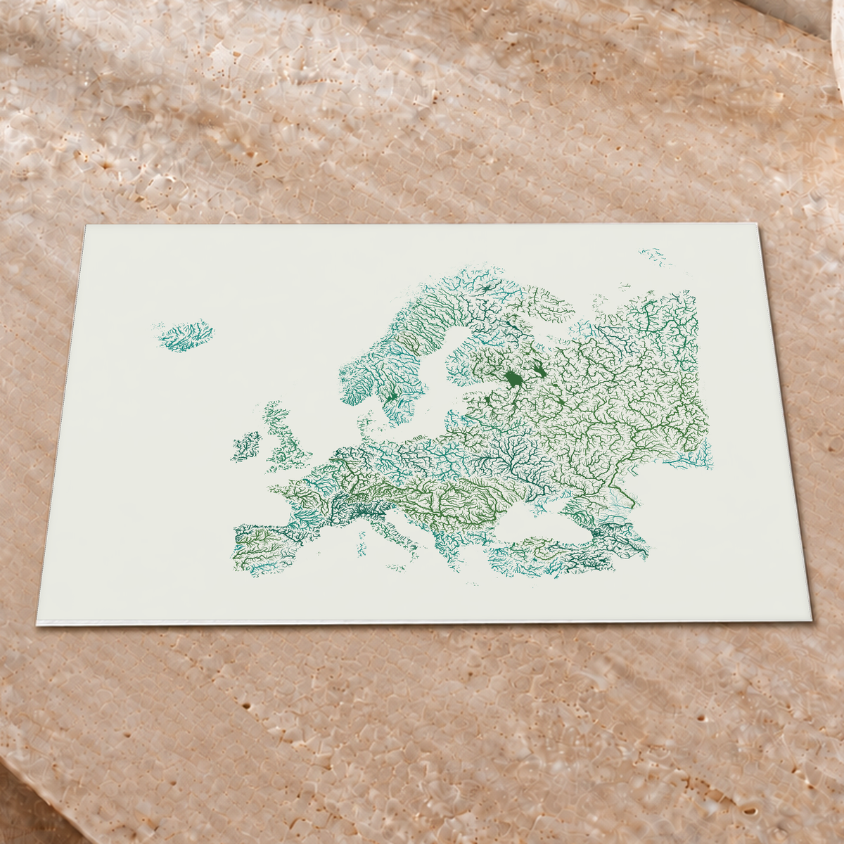 Beautiful Rivers — Europa — Verde jade e porcelana, Impressão fine art · 30 × 40 cm, Sem margem