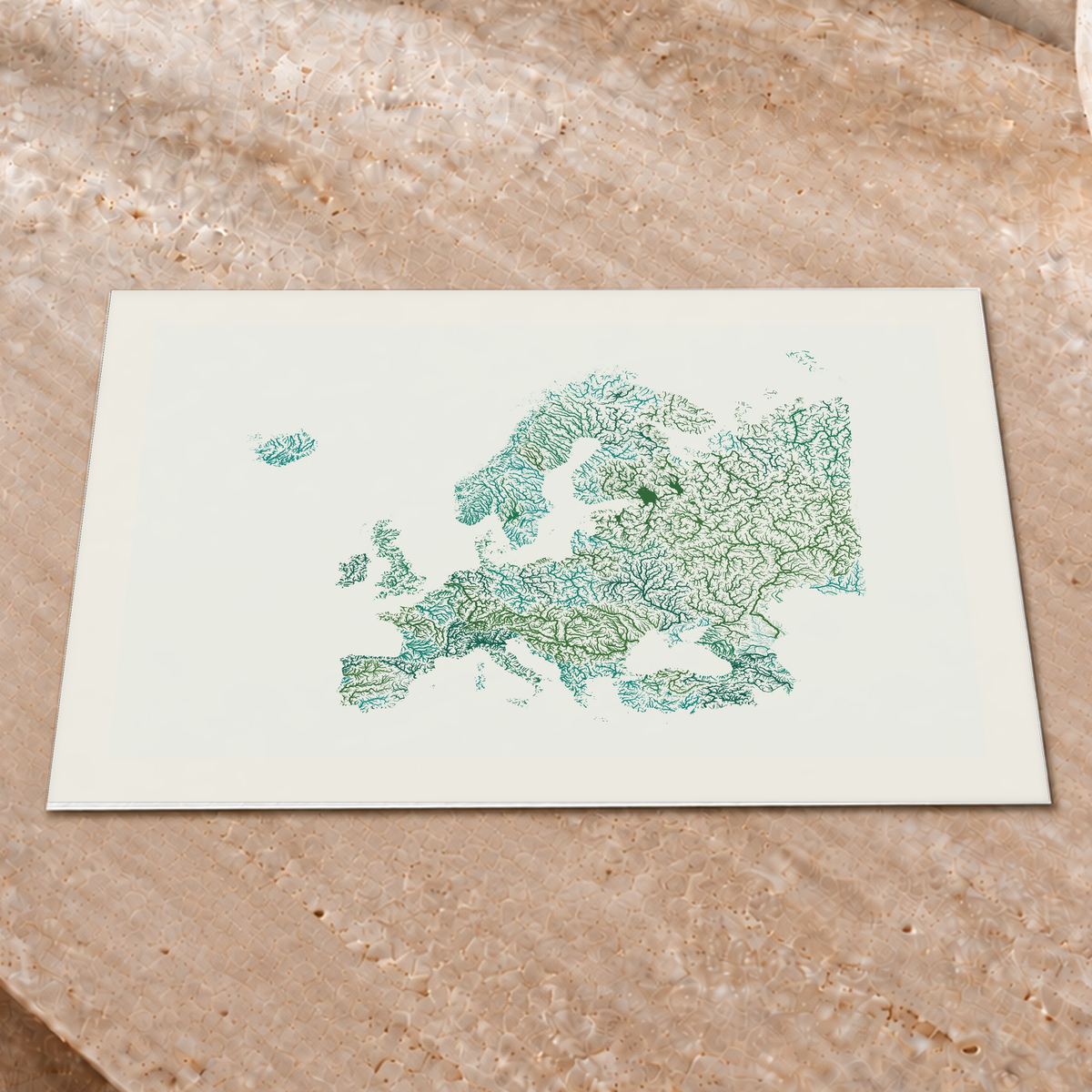 Beautiful Rivers — Europa — Verde jade e porcelana, Impressão fine art · 30 × 40 cm, Margem branca