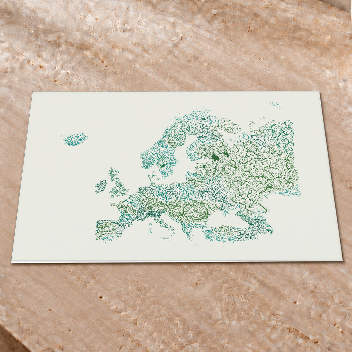 Beautiful Rivers — Europa — Verde jade e porcelana, Impressão fine art · 45 × 60 cm, Sem margem